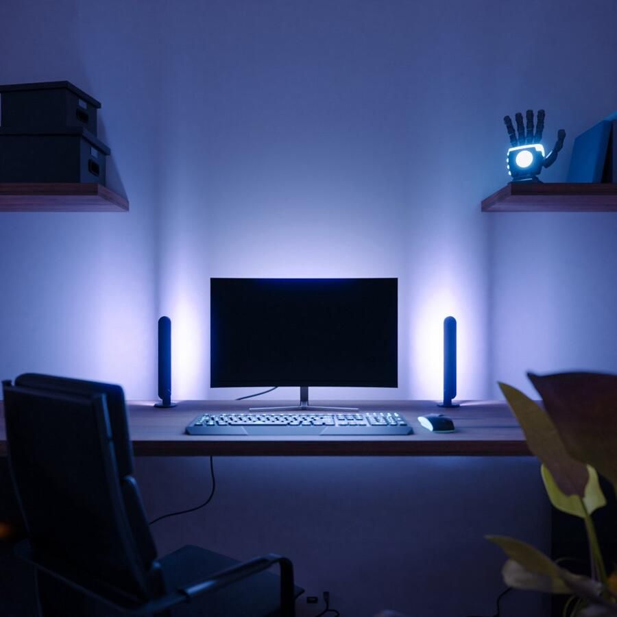 HOFTRONIC SMART HOFTRONIC Double Radiance LED Bar RGB Flow Colors Lichtbalken Tafellamp Bedienbaar via stem WiFi + Bluetooth Music Sync Color Ambiance Incl. afstandsbediening 2 jaar garantie