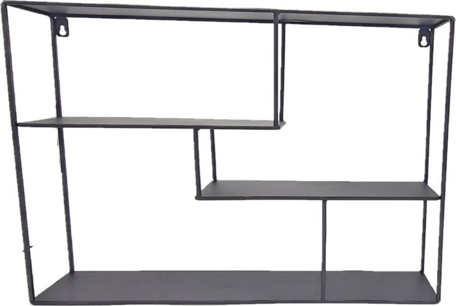 Hogewoning Metalen wandrek zwart 50 cm wandplanken industrieel wandrek decoratief rek voor aan de muur open muurkast