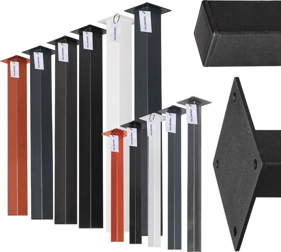 HOLZBRINK Vierkante tafelpoot vierkante buis 80x80 mm hoogte 90 cm antracietgrijs 1 stuk