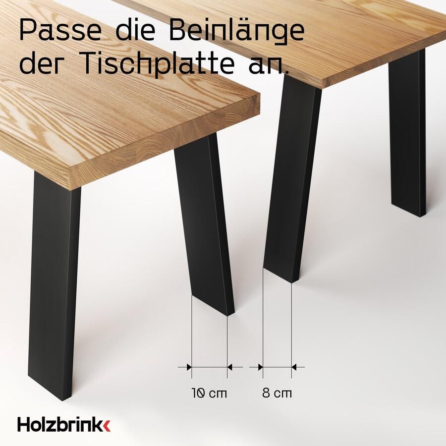 HOLZBRINK tafellopers trapezium voor eettafel bureau 30 40x43cm profiel 80x20 ruwstaal met blanke lak open-vorm 1 stuk
