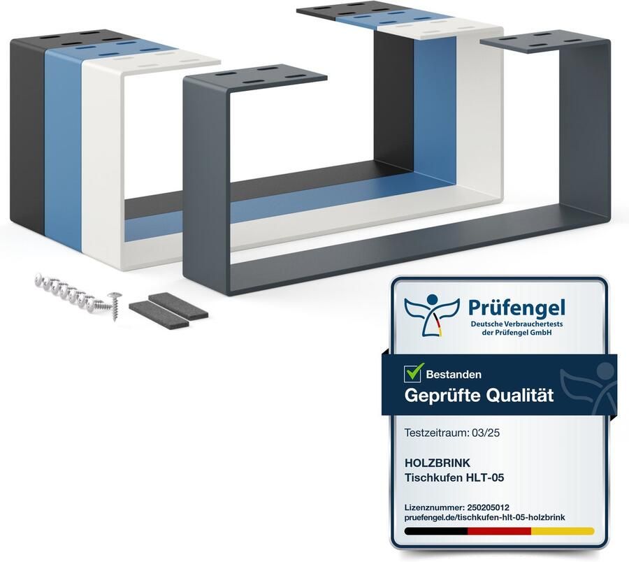 HOLZBRINK tafelpoten metaal grijs 1 stuk tafelonderstel voor salontafel eettafel bureau zitbank meubelpoot formaat: 50x20cm