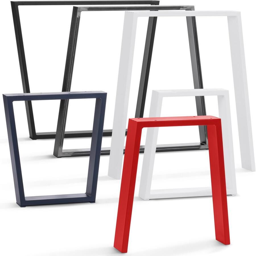 HOLZBRINK Trapeziumvormige tafelpoten voor eettafel bureau 60 80x72cm zwart 1 stuk HLT-20-C-FF-9005