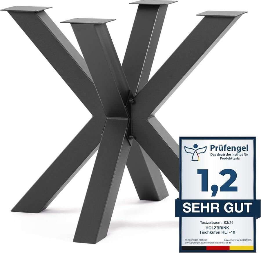 HOLZBRINK Tafelpoten van metaal tafelonderstel voor eettafel keukentafel vergadertafel 85x80x72 cm zwart 1 stuk HLT-19-J-FF-9005
