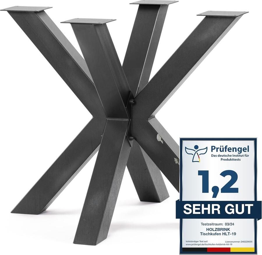 HOLZBRINK Tafelpoten van metaal tafelonderstel voor eettafel keukentafel vergadertafel 85x80x72 cm ruw staal met blanke lak 1 stuk HLT-19-J-FF-0000