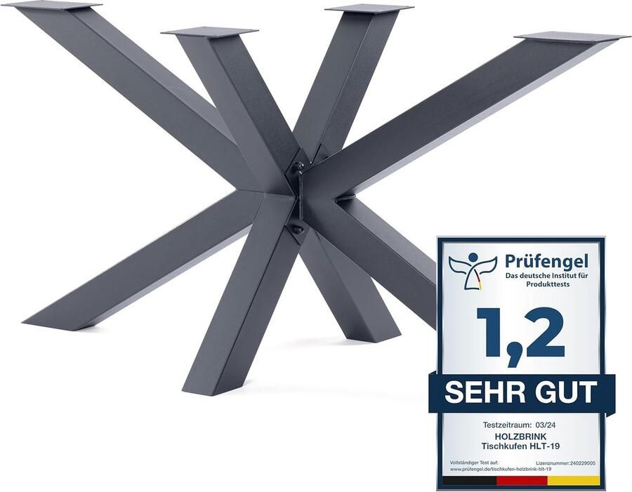 HOLZBRINK Tafelpoten van metaal tafelonderstel voor eettafel tuintafel vergadertafel 150x70x72 cm grijs 1 stuk HLT-19-J-EE-7016