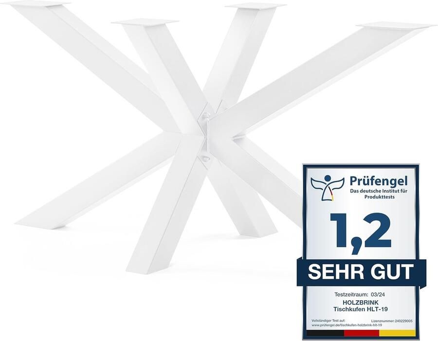 HOLZBRINK Tafelpoten van metaal tafelonderstel voor eettafel tuintafel vergadertafel 150x70x72 cm wit 1 stuk HLT-19-J-EE-9016