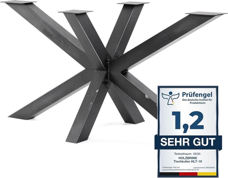 HOLZBRINK Tafelpoten van metaal tafelonderstel voor eettafel tuintafel vergadertafel 150x70x72 cm ruw staal met blanke lak 1 stuk HLT-19-J-EE-0000