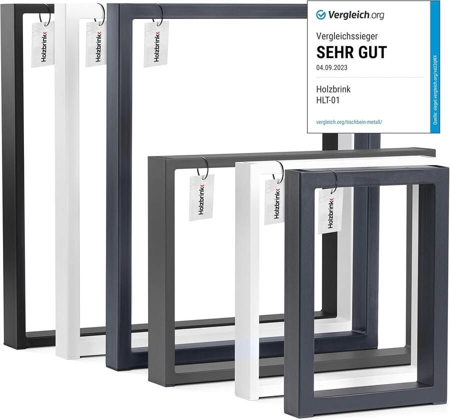 HOLZBRINK tafelpoten voor bureau of eettafel meubelpoten van vierkante buis 60x30 mm tafelonderstel 60x72 cm wit 1 stuk HLT-01-D-CC-9016