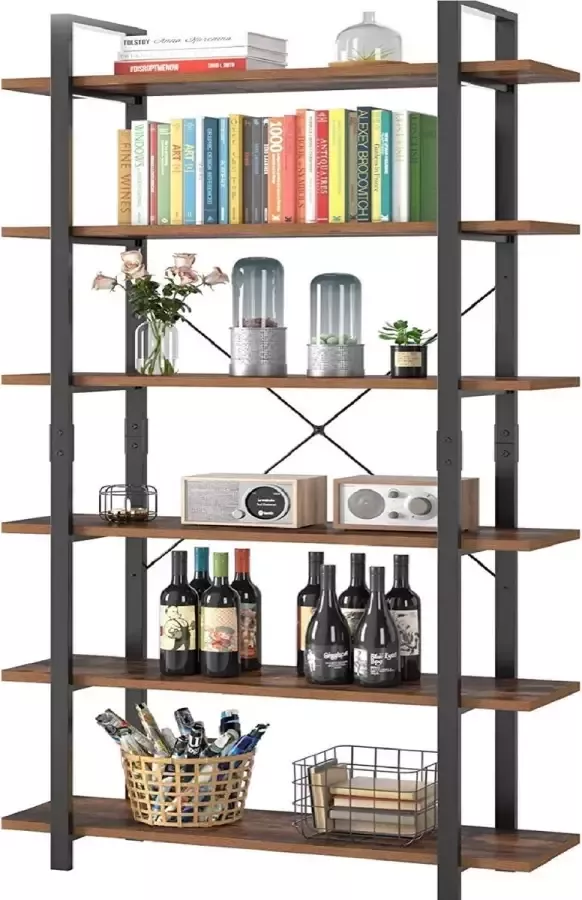 Homager Boekenkast 6 Planken Opbergrek Voor Thuis 6 Tier Boekenplank Brede Toepassing – Grote Opslagruimte – Hoogwaardig Materiaal