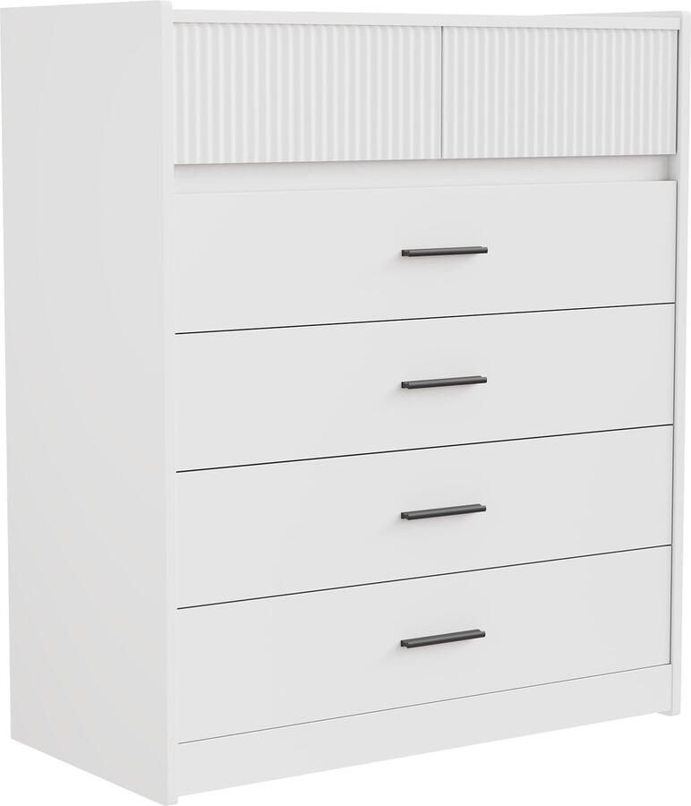 HOMAVO Ladekast DG1 – 6 Lades – 90 cm Hoog – Modern Dressoir – Wit Houtlook