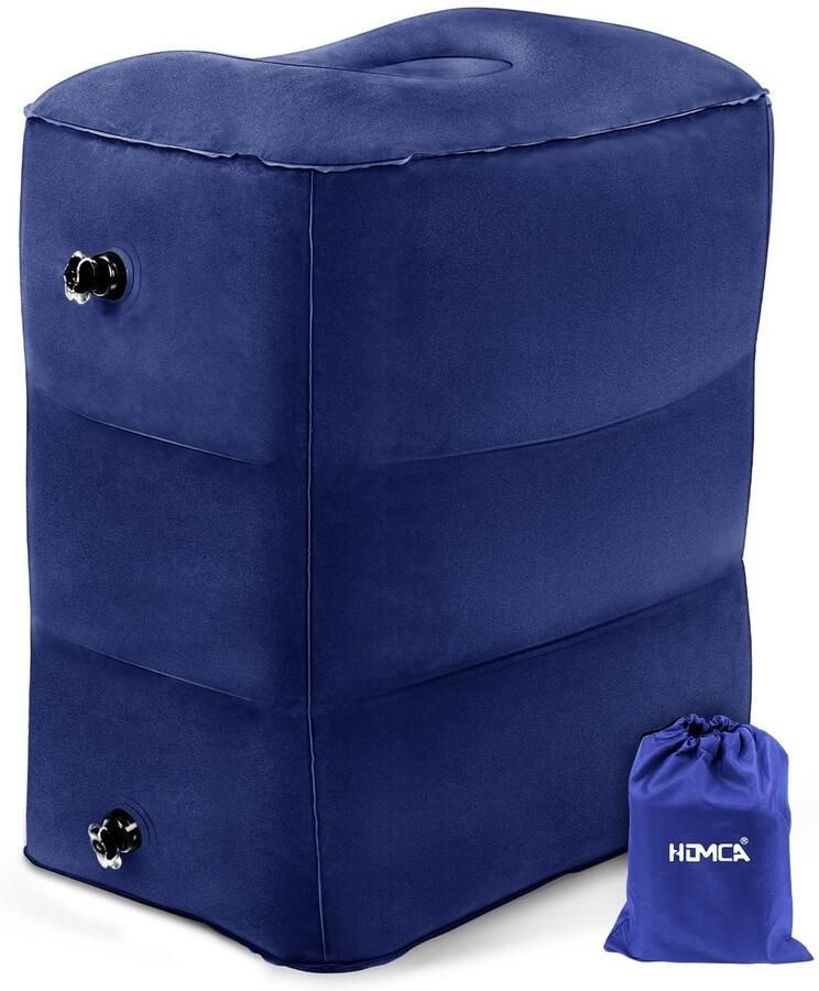 HOMCA Voetsteunkussen voor vliegreizen draagbare voetensteun opblaasbaar reiskussen beenkussen voetkussen vliegtuig comfortabelere opblaasbare voetensteun voor kinderen die in de auto het vliegtuig slapen (blauw)