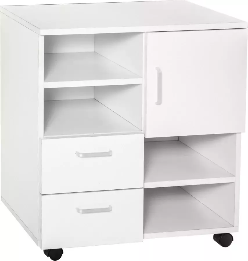 Homcom Archiefkast staande trolley met 2 schuiflades + 1 kast spaanplaat wit 02-0628