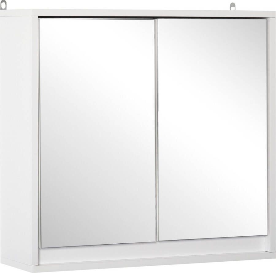 Homcom Badkamerkast hangkast wandkast badkamermeubel multifunctionele kast met 2 spiegels 834-172