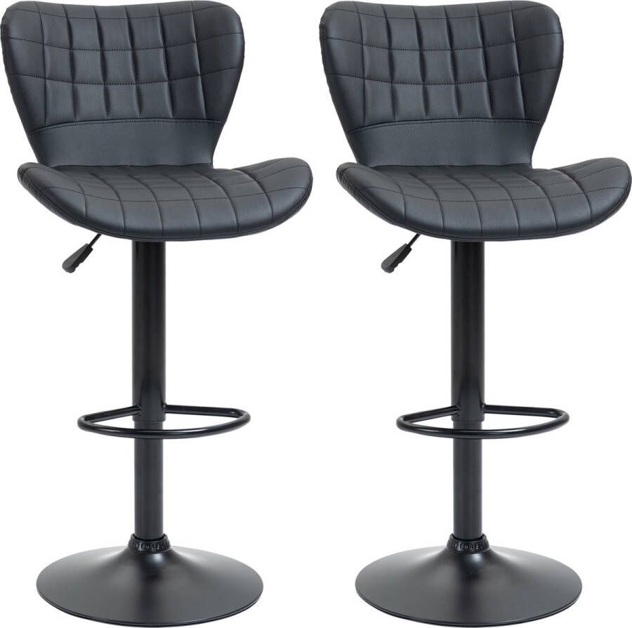 Homcom barkruk set van 2 gewatteerde zitting draaibaar zwart