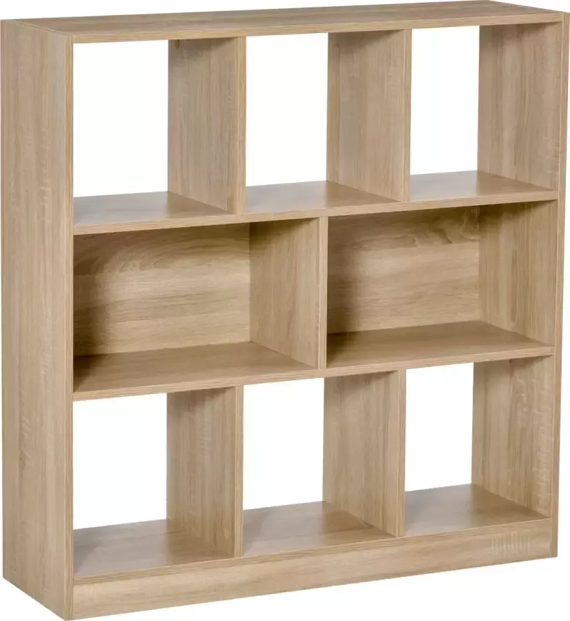 Homcom Boekenkast 3-laags boekenkast kantoorplank thuiskantoor MDF naturel 838-098