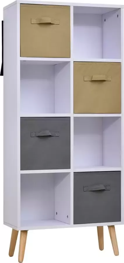 Homcom Boekenplank keukenkast kubuskast vrijstaande stelling wit 54 5x24x122 5cm 833-756