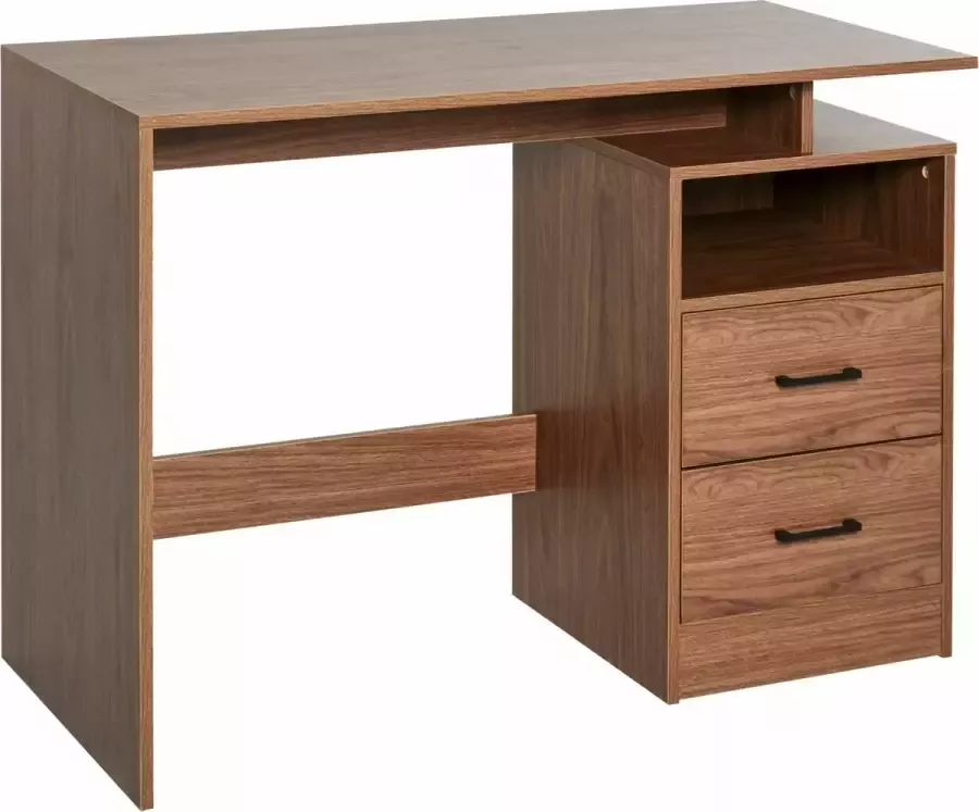 Homcom Bureau computertafel met open planken 2 schuifladen spaanplaat naturel 836-294