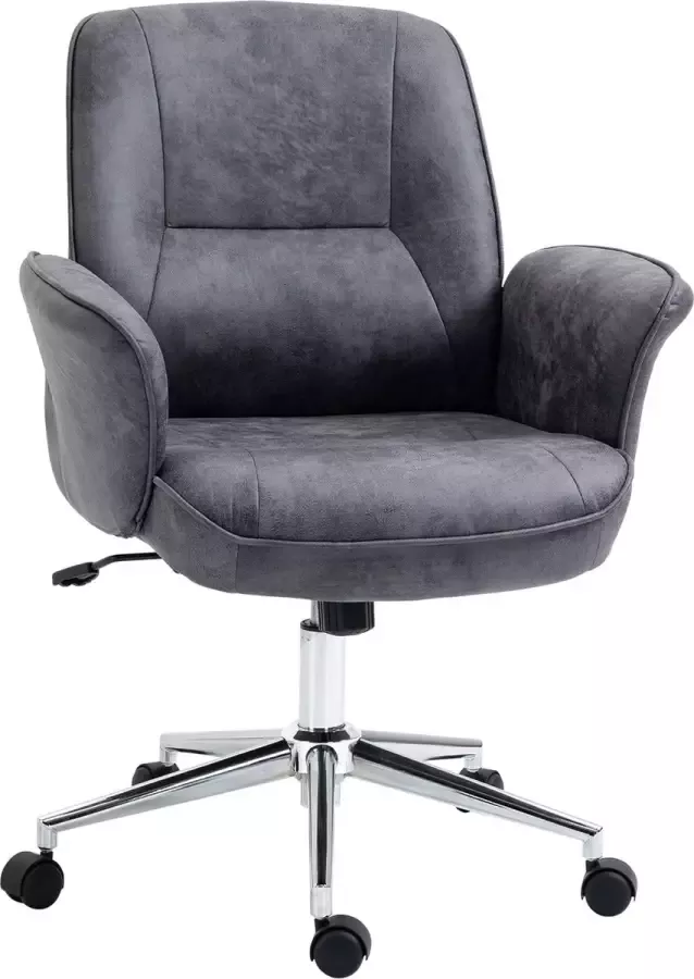 Homcom Bureaustoel kantoorstoel draaibaar verstelbaar microfiber schuim grijs 921-456