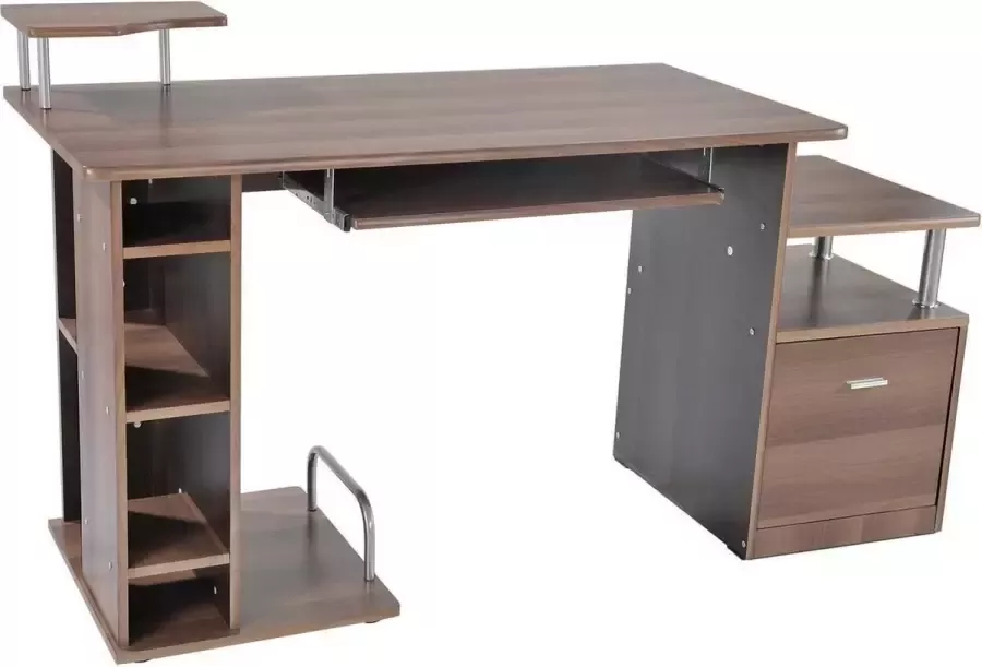 Homcom Computertafel bureau kantoortafel PC-tafel werktafel hout bruin A2-0082