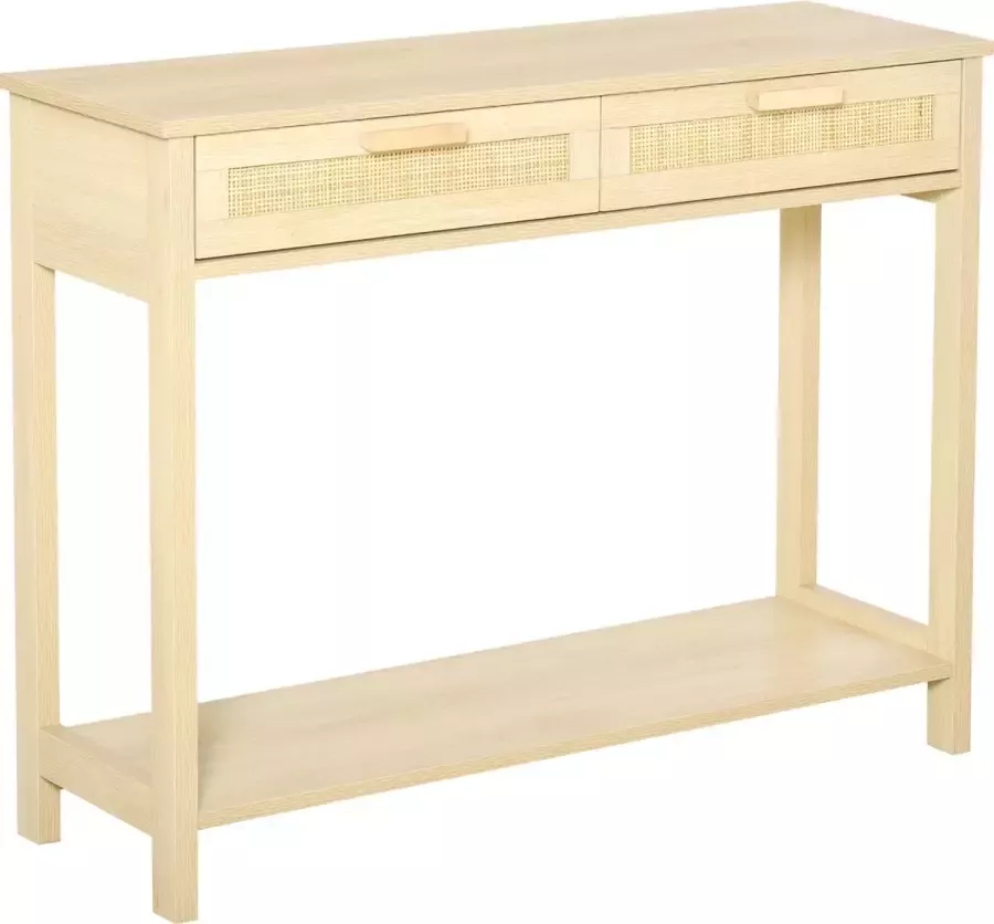 Homcom Consoletafel bijzettafel met 2 lades dressoir rotan design MDF 837-152