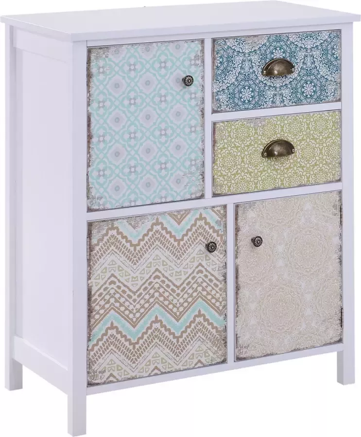 Homcom Dressoir buffetkast shabby chic kast multifunctionele kast hout gemêleerd 831-157