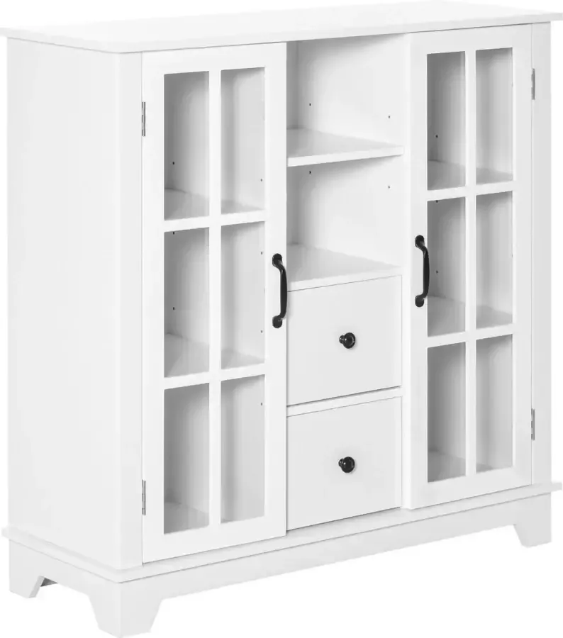 Homcom Dressoir keukenkast modern schuiflade glazen deur kast keuken eetkamer 837-122