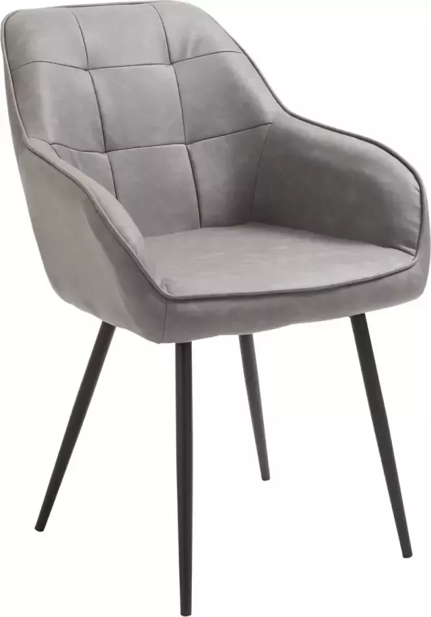 Homcom Eetkamerstoel moderne keukenstoel fauteuil kunstleer schuimstof metaal grijs 835-323