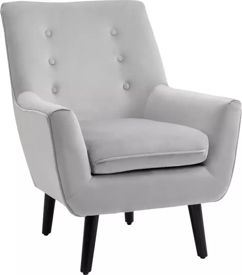 Homcom Fauteuil gestoffeerde fauteuil in kuipvorm enkele bank elegante retrostoel grijs 833-903