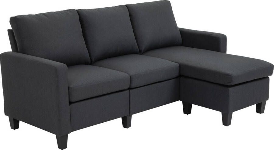 Homcom Hoekbank L-vormig bankstel met omkeerbare chaise longue slaapfunctie linnen 833-944