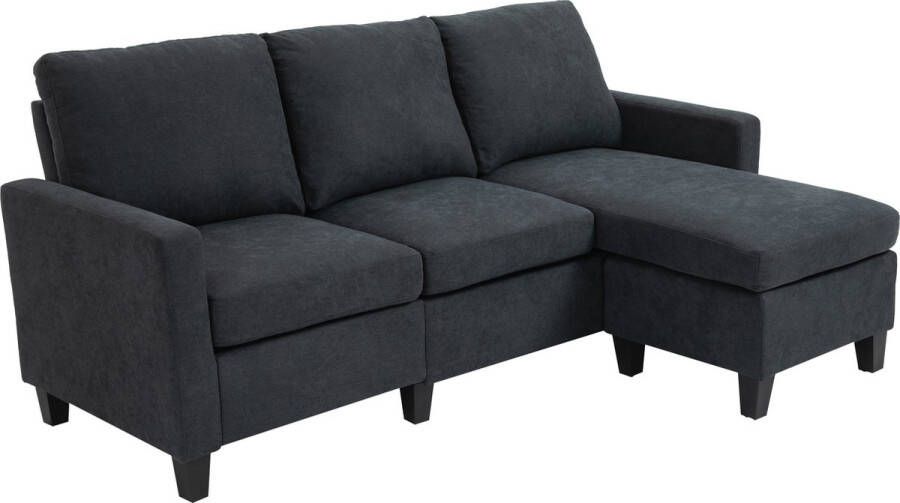 Homcom Hoekbank L-vormig bankstel met omkeerbare chaise longue slaapfunctie linnen 833-944 - Foto 2