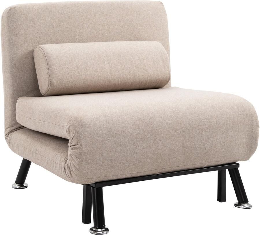 Homcom 2-in-1 Fauteuil Bedfunctie Kussen Verstelbare Rugleuning