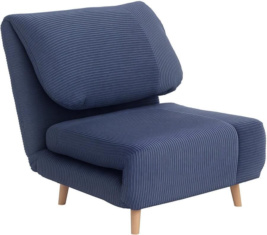 Homcom 2-in-1 slaapbank blauw koordlook inklapbaar