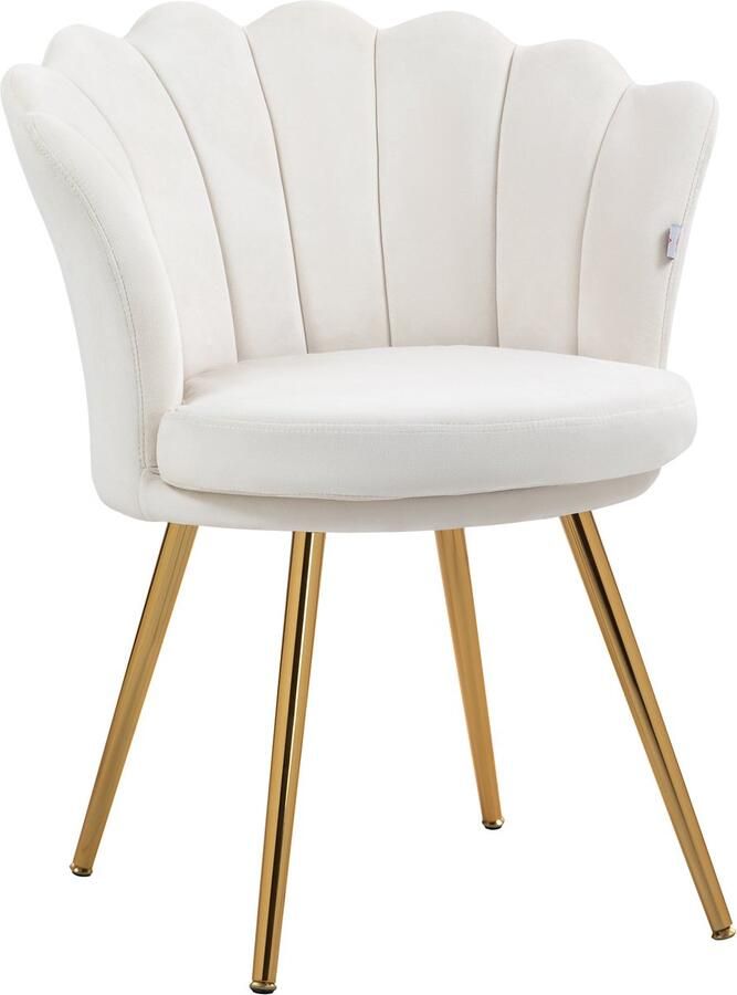 Homcom -Accentstoel 100% Polyester Fluweel 67x64x77cm Crème