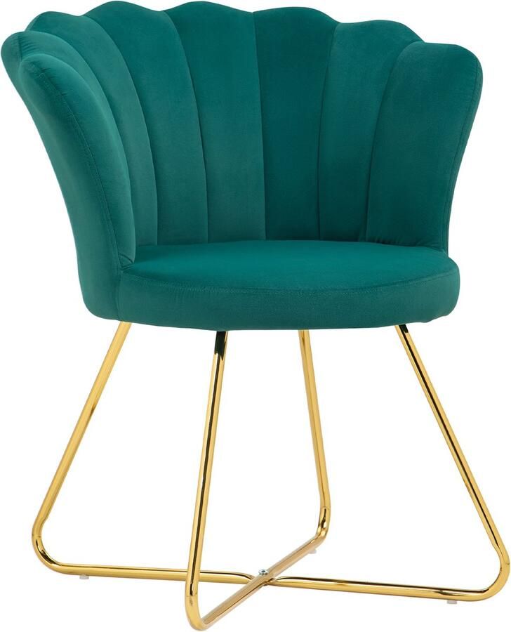 Homcom -Accentstoel-69x64x80cm-Polyester-Donkergroen