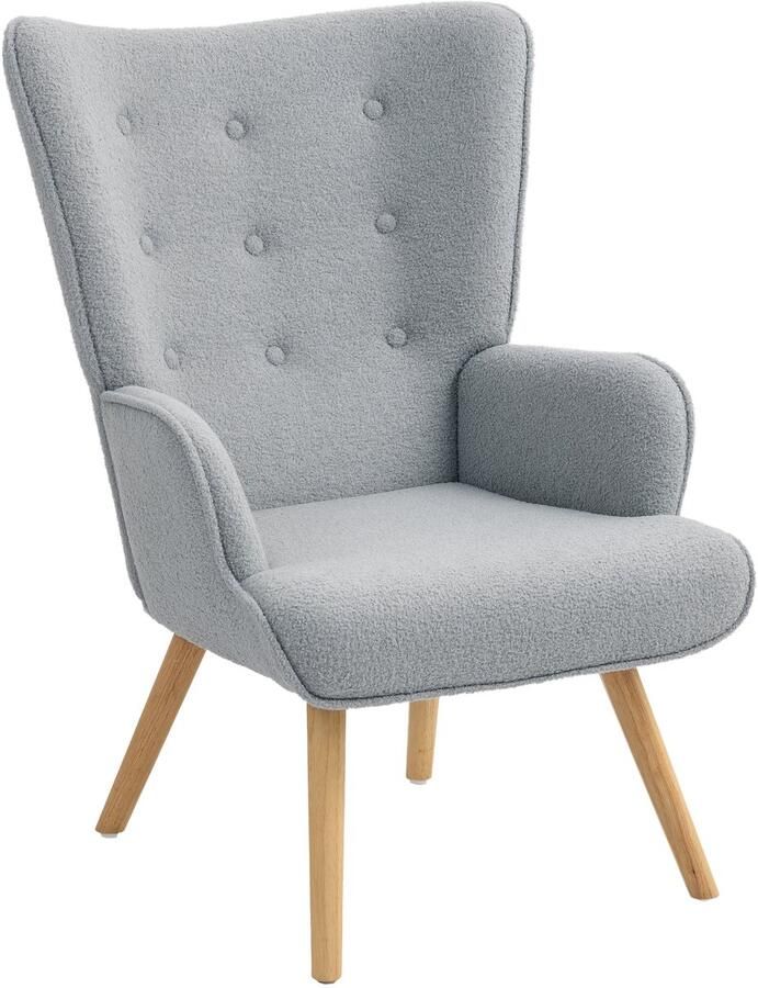 Homcom -Accentstoel-71x74x96cm-Toulette stof (100% polyester)-Grijs