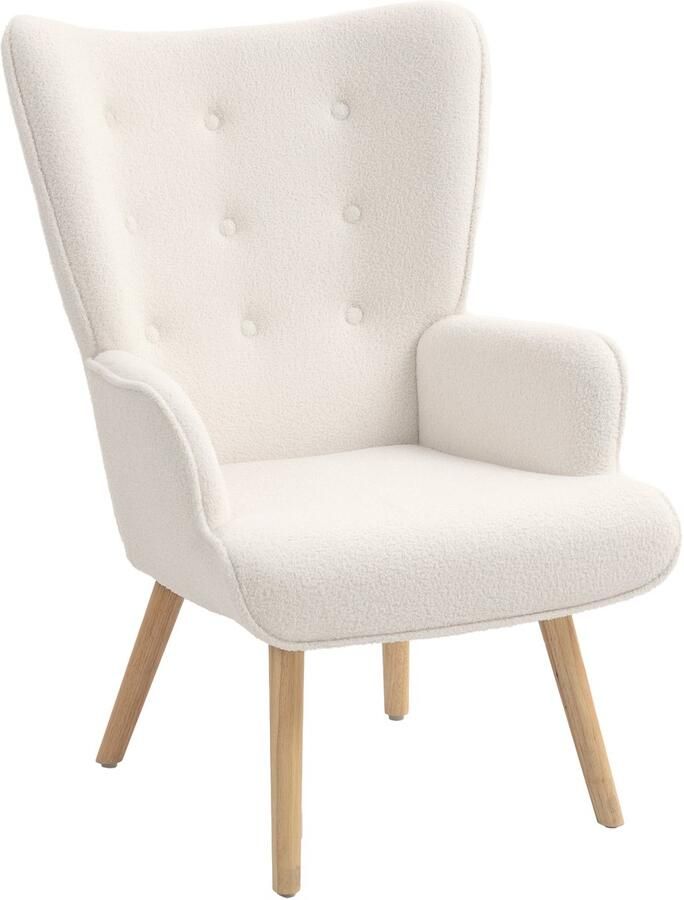 Homcom -Accentstoel-74x71x96cm-Toulette stof (100% polyester)-Beige