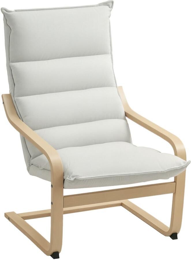 Homcom -Accentstoel-Fluwelen (100% polyester)-67x83x105cm-Crème