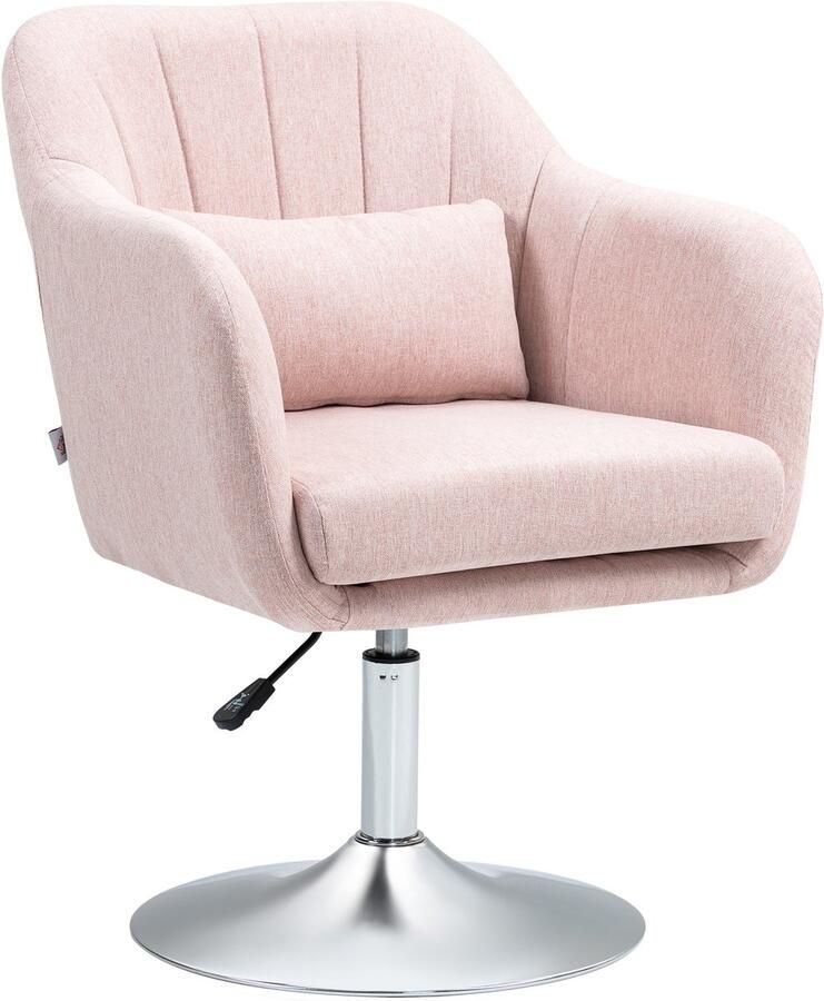 Homcom -Accentstoel-Linnen (100% polyester)-60x60x91cm-Roze