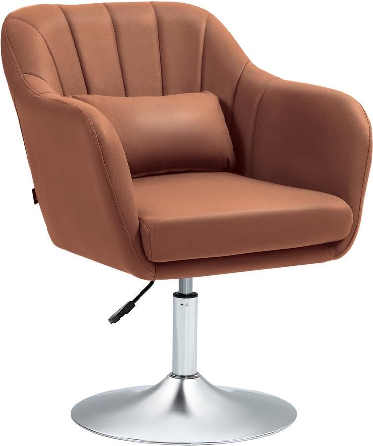 Homcom -Accentstoel-Microvezelstof (100% polyester)-60x60x91cm-Bruin