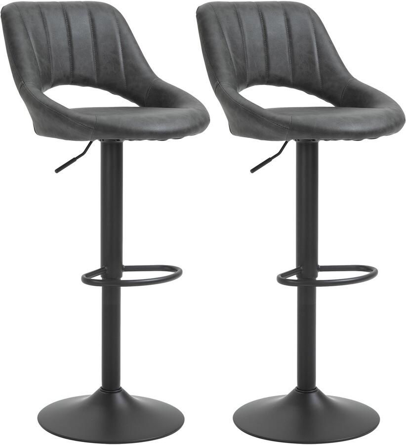 Homcom -Barhocker-Kunstleder Metall-44L x 49B x 90-110H cm-Grau