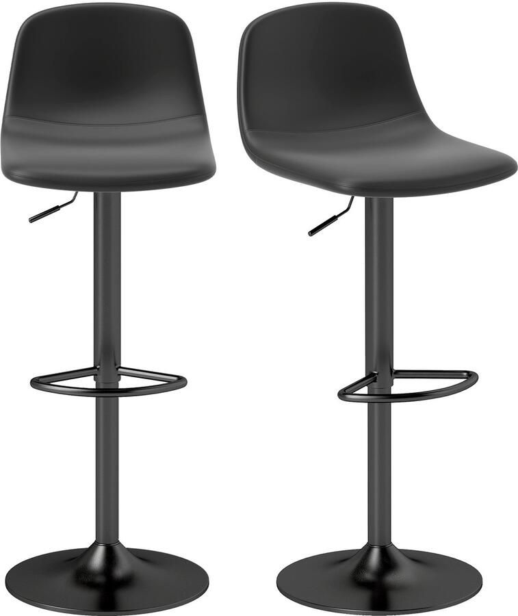 Homcom -Barhocker-Kunstleder Stahl-44L x 40 5B x 84-104H cm-Schwarz