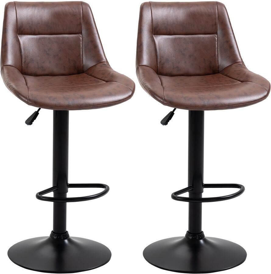 Homcom -Barhocker-Kunstleder Stahl-46 5L x 50B x 88-108H cm-Braun