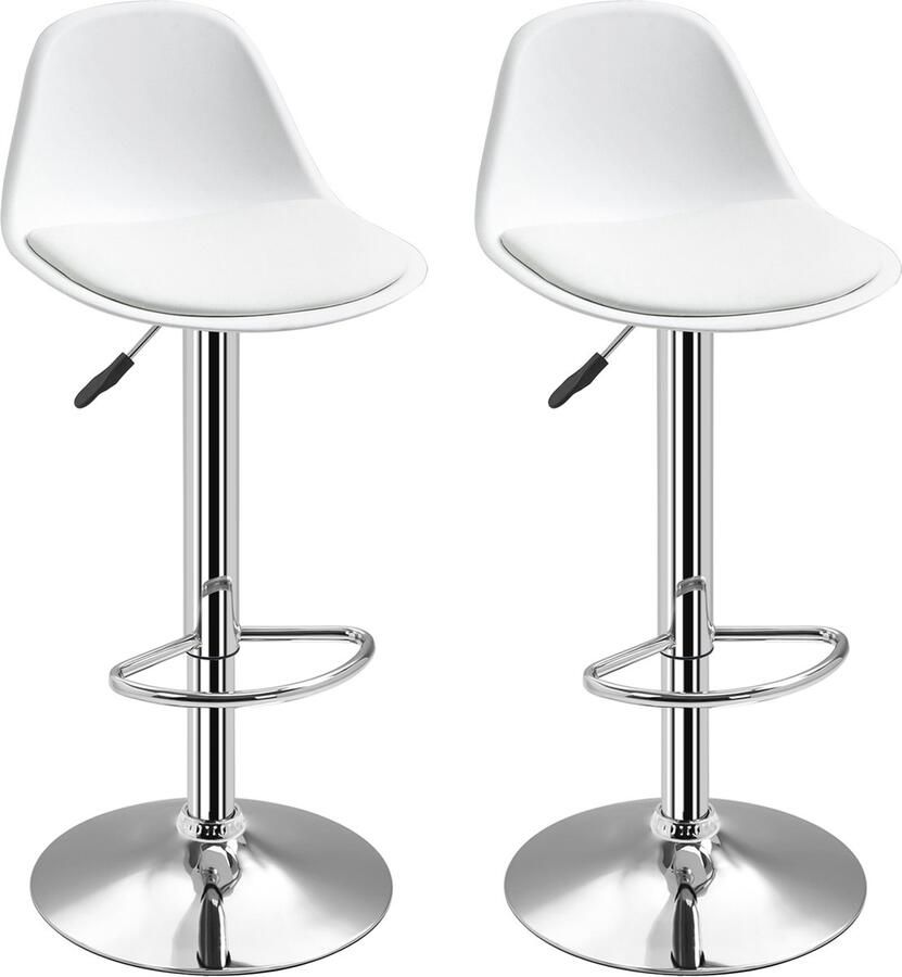 Homcom barkruk met stalen frame gewatteerde zitting wit