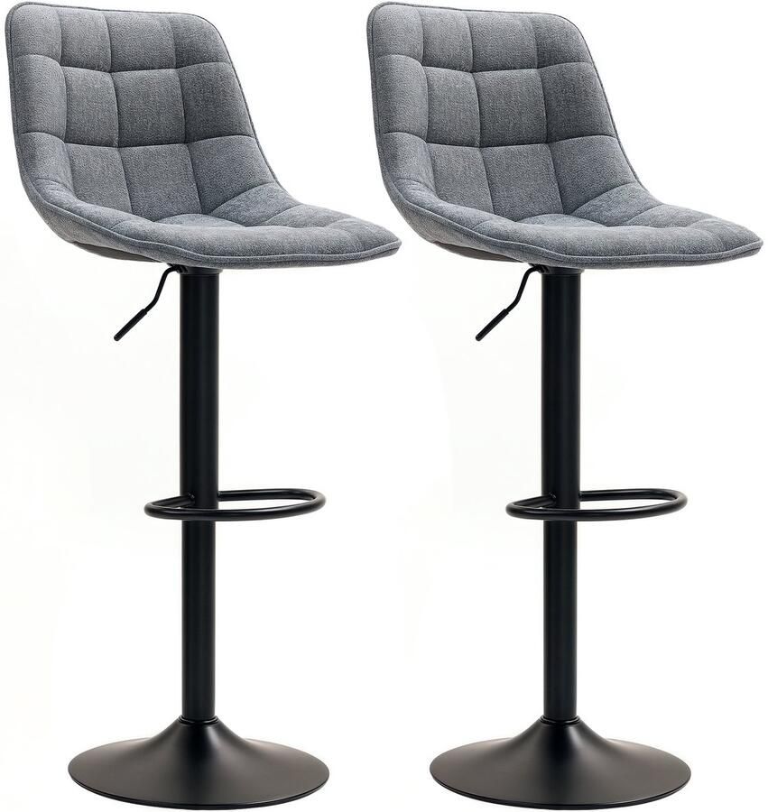 Homcom -Barhocker-Polyester-53L x 47B x 96-117H cm-Dunkelgrau