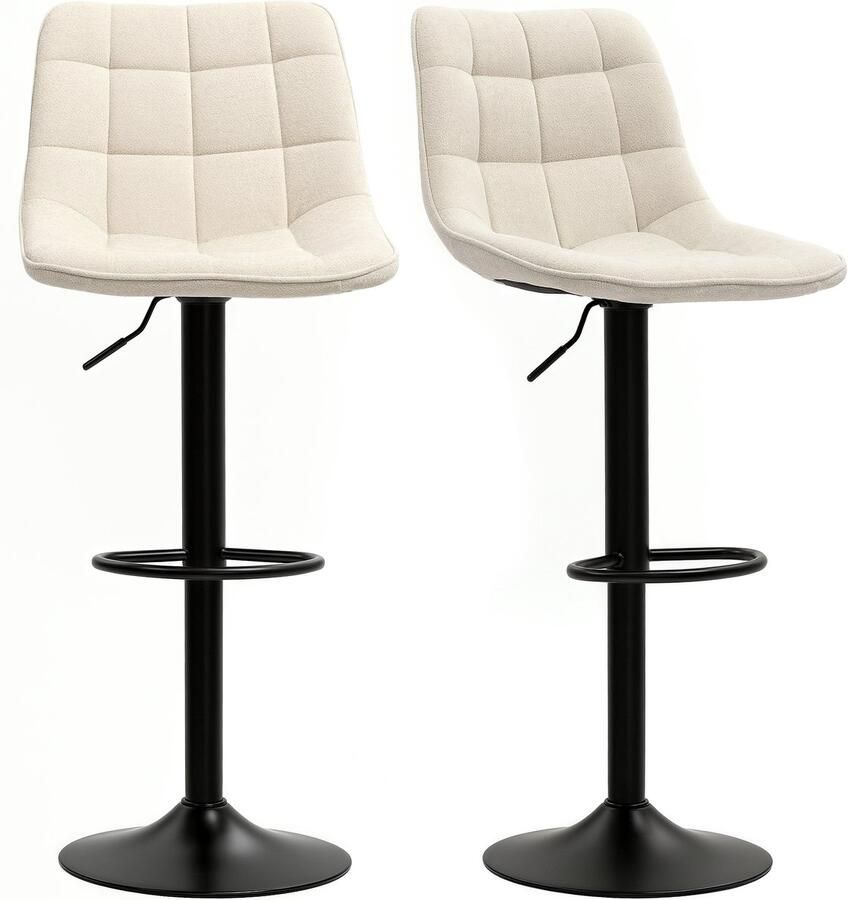 Homcom barkruk polyester beige verstelbar 53x47x96-117 cm