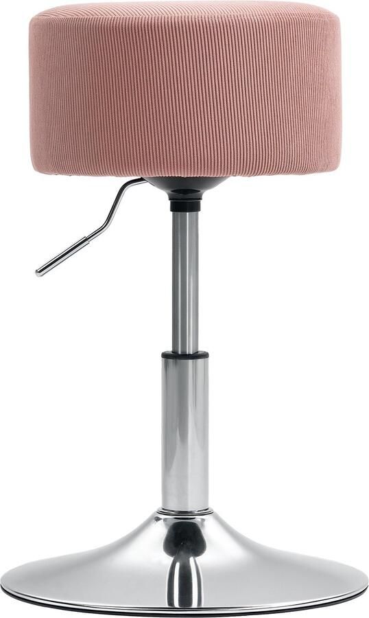 Homcom -Barhocker-Polyester Stahl-Ø38 x 52-66H cm-Rosa