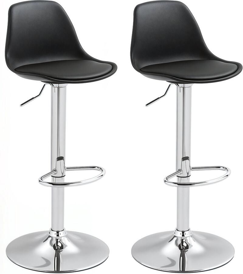 Homcom barkrukken kunstleer staal 42L x 38B x 82-104H cm zwart