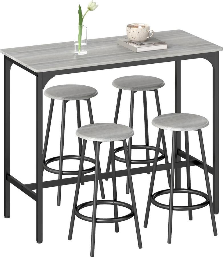 Homcom Bartafelset MDF Metaal 110L x 50B x 89 5H cm Grijs