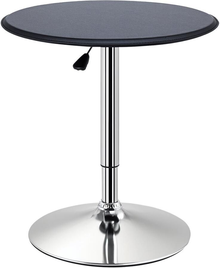 Homcom -Bartisch-Chromstahl Holzwerkstoff Kunstlederbezug-63L x 63B x 67-93H cm-Schwarz