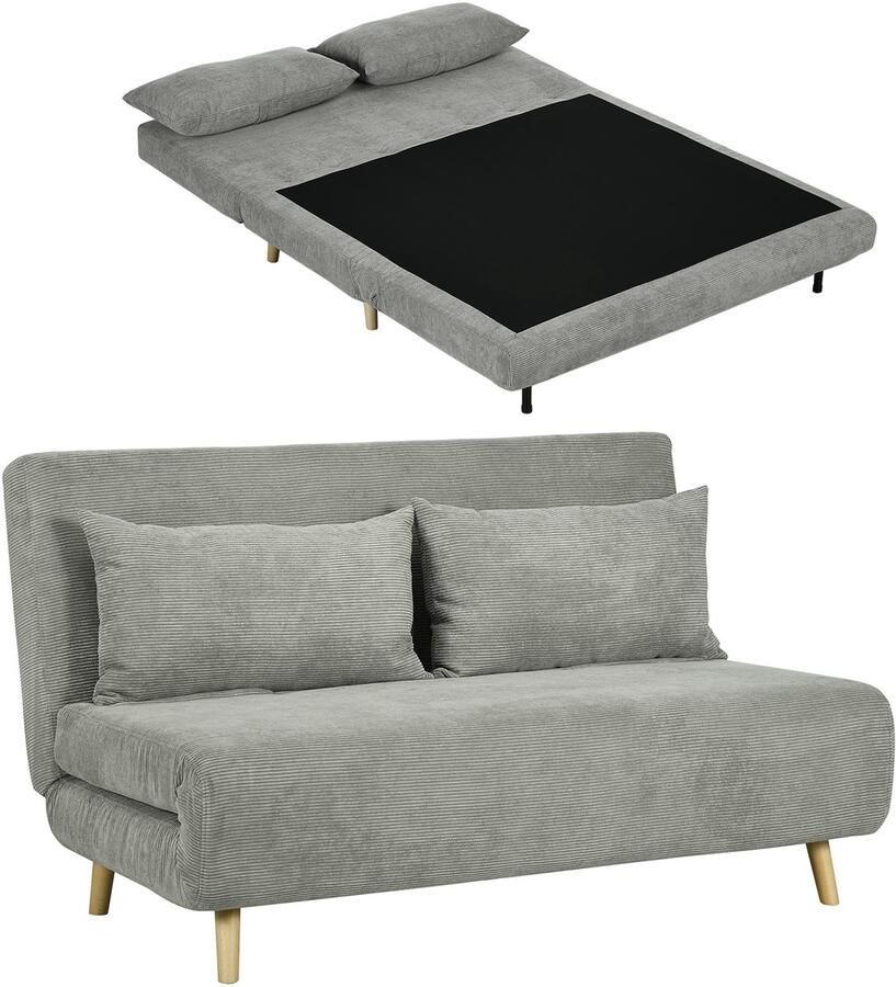 Homcom bedbank verstelbare rugleuning met kussen met bekleding - Foto 2